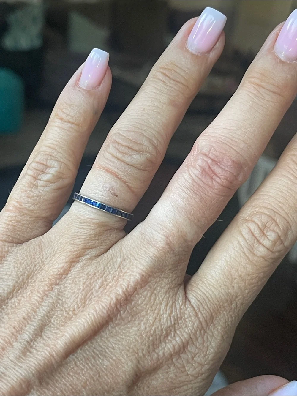 14k gold Blue Sapphire Channel-Set Eternity Band - Women's Jewelry size 7